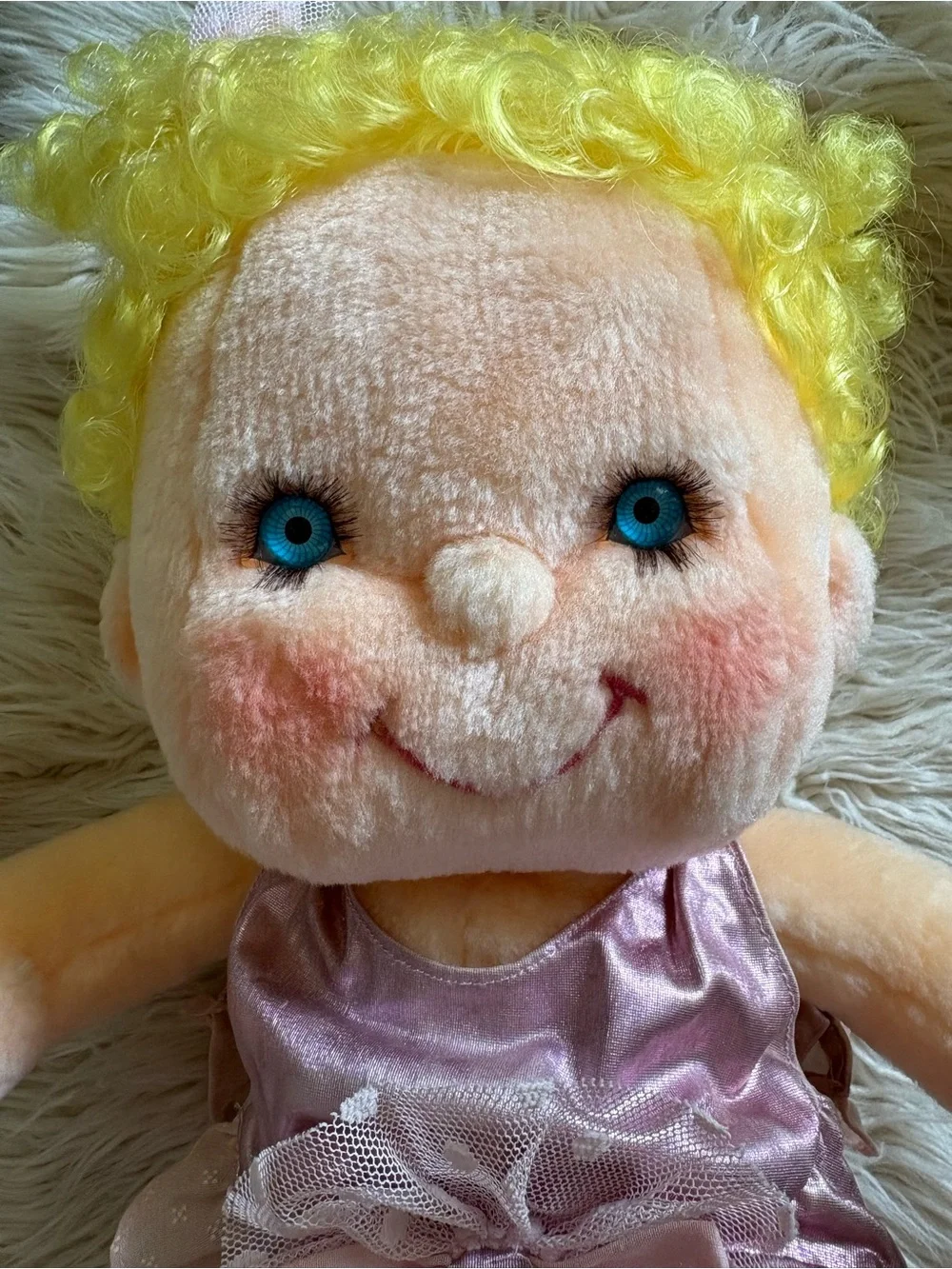 Kenner Hugga Bunch Precious Hugs 18” Blonde Curly Plush Doll 80’s Baby Vintage